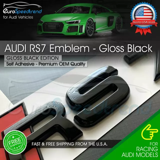 Audi RS7 Gloss Black Emblem 3D Badge Rear Trunk Tailgate fit Audi RS7 A7 S7 Logo 2