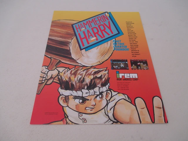 Flyer Original HAMMERIN' HARRY IREM - Handbill Arcade USA Vintage - Très Bon état