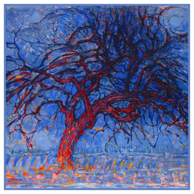 Rojo Árbol En Noche Detalle Por Artista Piet Mondrian Punto de Cruz Patrón