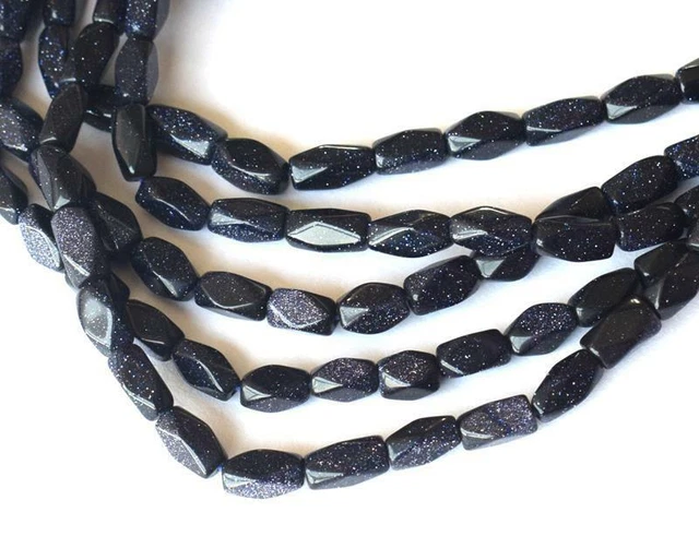 13" Strand Natural Blue Goldstone Beads Twisted 5X8 - 5.5X10 Mm 1 Line #D4516