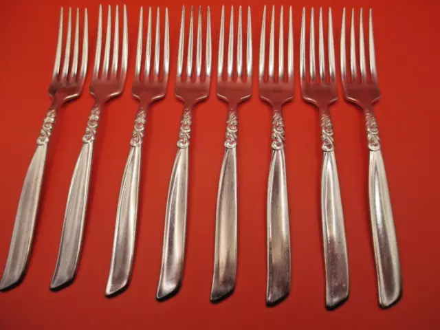 8 x Oneida Community South Seas Pattern Silver Plate Forks 7" (18cm)