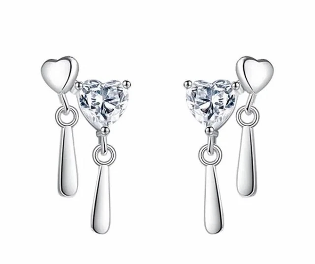 Orecchini Da Donna A Forma Di Cuore Bicolore, Con Fiocco Dorato E Goccia Argento, Ipoallergenici
