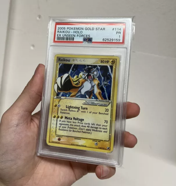 PSA 1 Raikou Gold Star 114/115 Ex Unseen Forces Pokémon Card