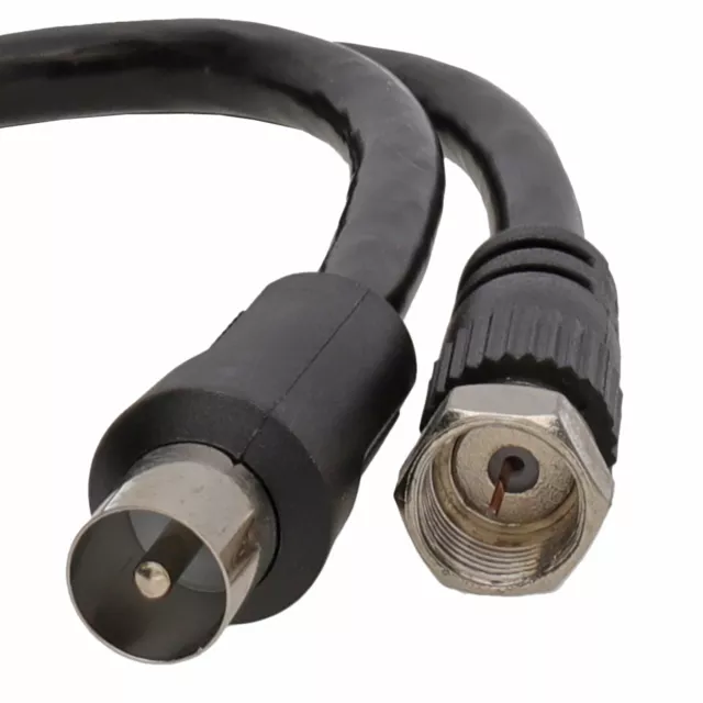 Coaxial F Type Connector Male Plug to RF Aerial Male Plug RG59 Cable   1m Black