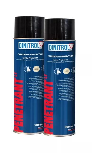 2 x DINITROL PENETRANT LT HOHLRAUM WACHS ROSTSCHUTZDOSE (BEIGE) - 500ml