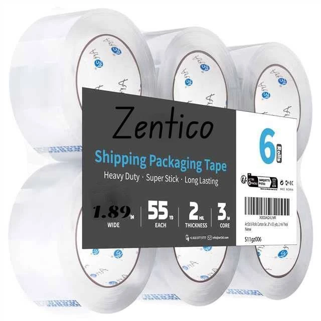 6 Rolls Carton Sealing Clear Packing Tape Box Shipping 2 mil 1.89" 110/65 Yards
