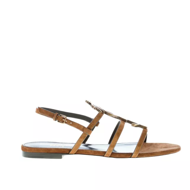 SAINT LAURENT CHAUSSURES femme brown suede Cassandra flat sandal with YSL logo EUR 499 00 PicClick FR
