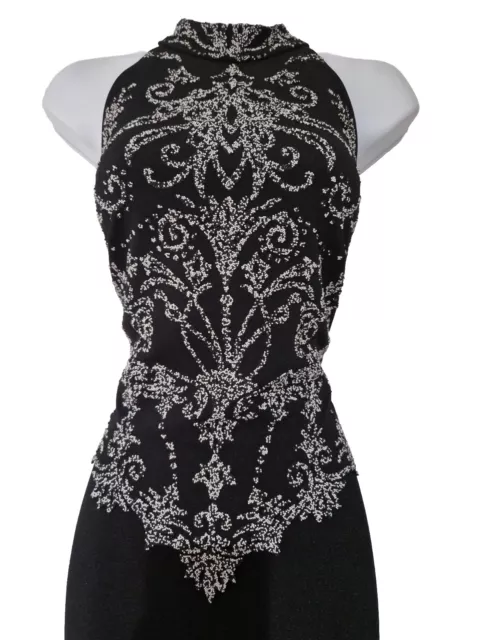 Vestido formal para mujer Joseph Ribkoff Couture negro embellecido con rendija lateral 12. 2