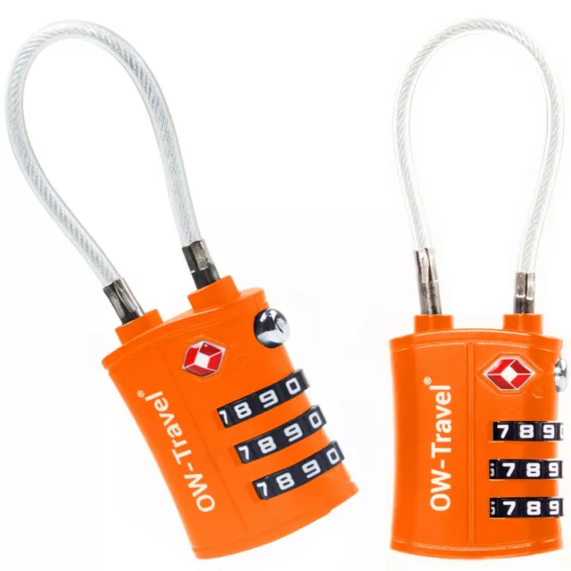 ✅TITAN 3 Dial TSA Approved Cable Padlock Number Combination Travel Luggage Lock