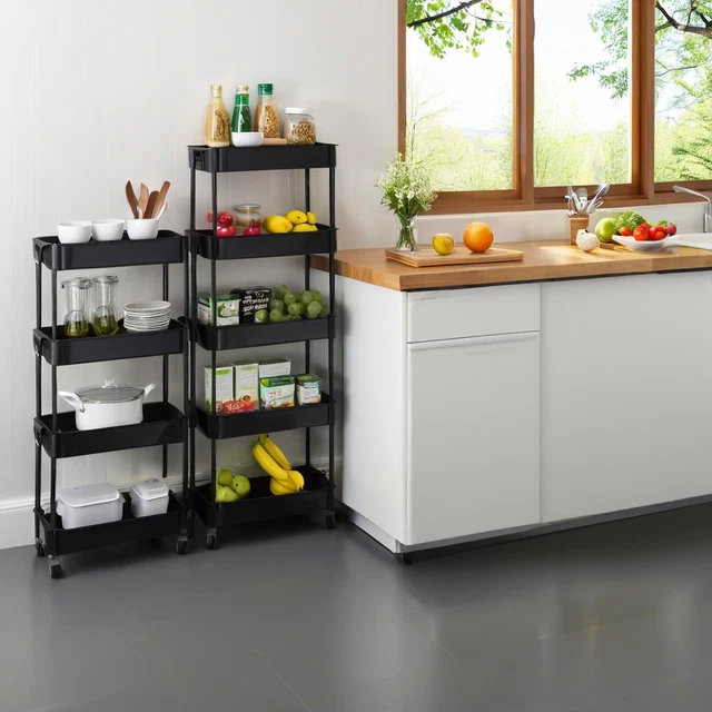 3/4 TIER KITCHEN Trolley Storage Fruit Vegetable Cart Organiser Rack on ...