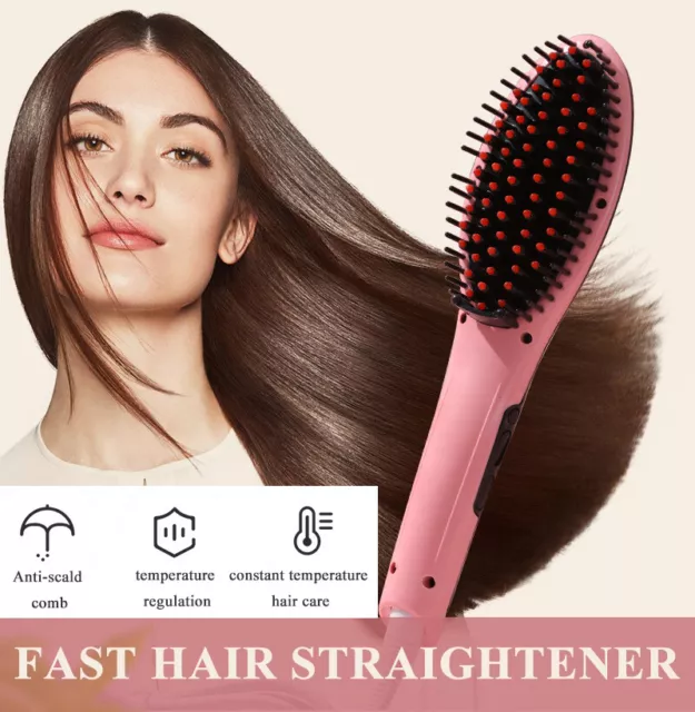 Hair Straightener Comb LCD Electric Hot Brush Straightening Curling Hair Curler