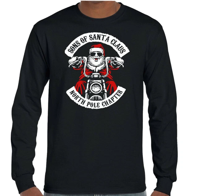 Natale Biker T-Shirt Sons Di Babbo Natale Anarchy Uomo Divertente Moto