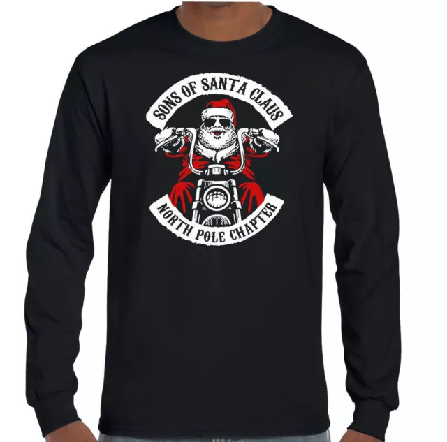 T-shirt biker natalizio Sons Of Babbo Natale Anarchy da uomo divertente moto