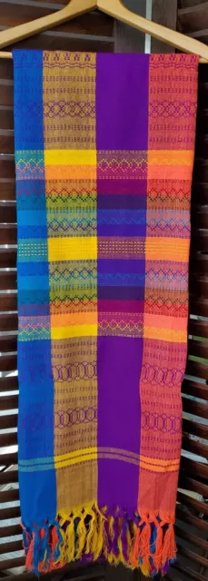 Multi-Color Handwoven Table Cover With Fringe