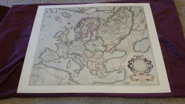 Map of Europe from Mercator Hondius Atlas 1663 Penn Prints New York reproduction