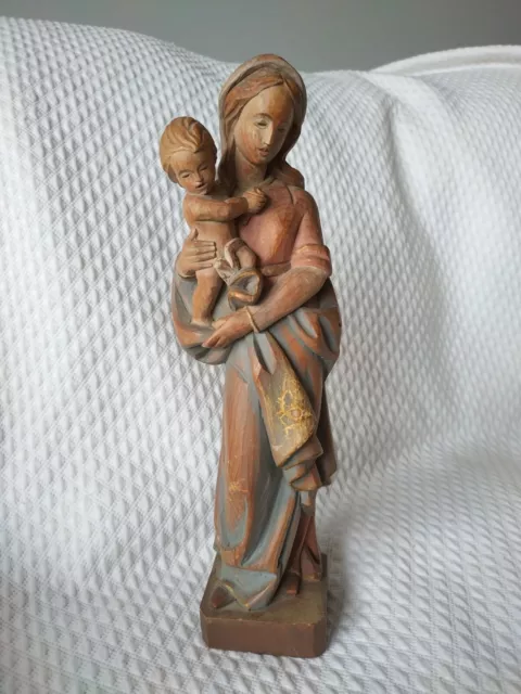 Vintage ANRI? Wood Carving Virgin Mary Our Lady Madonna & Baby Jesus