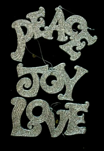 LOVE JOY PEACE Glitter Word Sign Home Inspirational Plaque Christmas Decoration