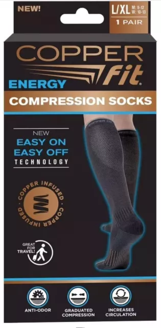 COPPER FIT ENERGY Compression Socks Knee High (L/XL black) 1 Pair M:9 ...