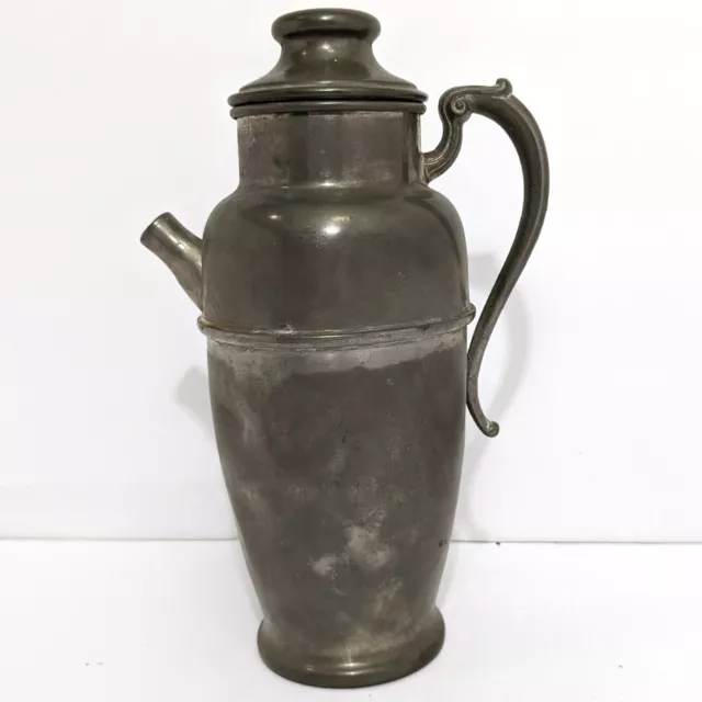 Cocktail Shaker Drink Pitcher with Lid Vintage C.A.B. Genuine Pewter