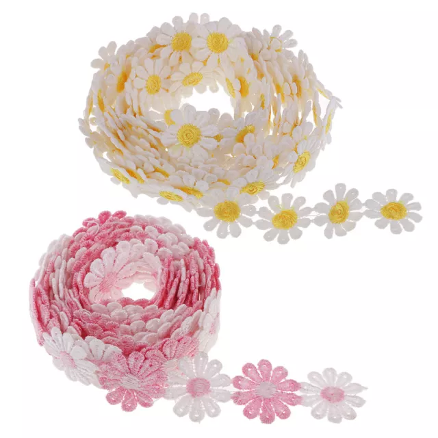 6Yd 1" Sun Flower Guipure Lace Edge Trim Wedding Ribbon Embroidered Applique