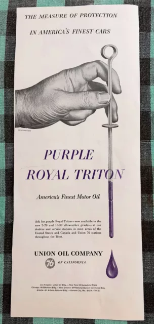 Union Oil Purple Royal Triton Oil Ad From Saturday Evening Post May 7, 1955