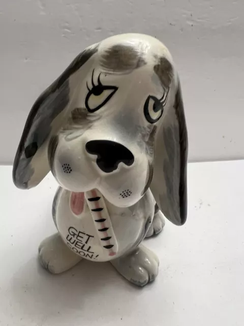 Vintage Rubens Japan Ceramic “Get Well Soon” Bassett Hound Puppy Dog Planter.