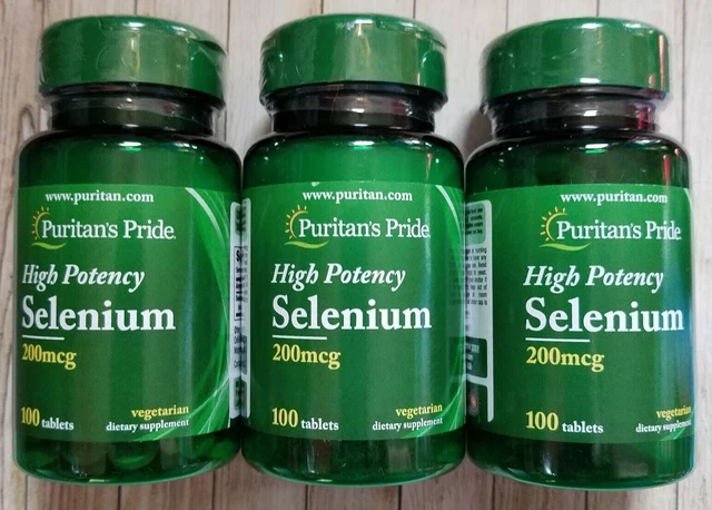 Puritan's Pride High Potency Selenium 200 mcg 3 x 100 Vegetarian Tablet 6/23
