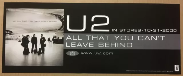 U2 Rare 2000 BANNER PROMO POSTER w/RELEASE DATE of All CD 20x8 USA NEVER DISPLAY