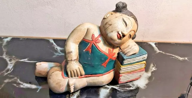 Scultura orientale legno Dipinto a mano