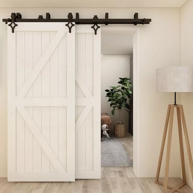 4-20FT Sliding Barn Door Hardware Kit for Single/Double/Bypass Rhombus Roller