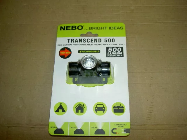 nebo transcend 500 rechargeable head torch brand new