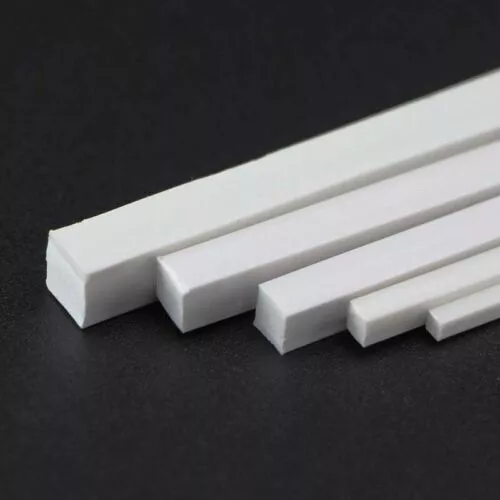1x1mm -10x10mm ABS Square Bar Styrene Plastic Strips Rod Plasticard Length 250mm