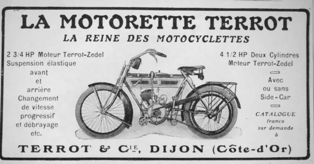 Publicité De Presse 1913 La Motorette Terrot La Reine Des Motocyclettes A Dijon