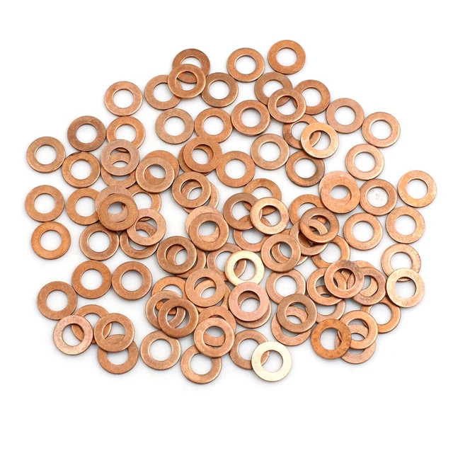 100 pz. Dischi in rame anelli di tenuta piatti 6 mm diametro interno rame argilla