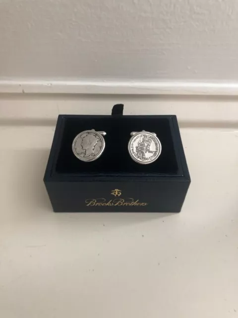 $195 Brooks Brother Replica Mercury Dime Coin Cuff Links Sterling X432m $195 Brooks Brother Replica Mercury Dime Coin Cuff Links Sterling X432m