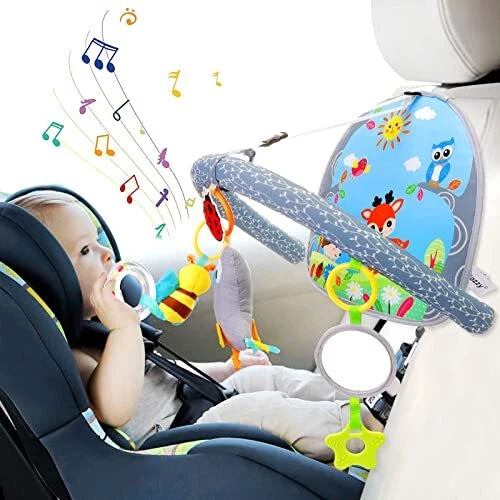 Toys for Babies 0-6 Months: Soft Adjustable Activity Arch with Music, Car Seat