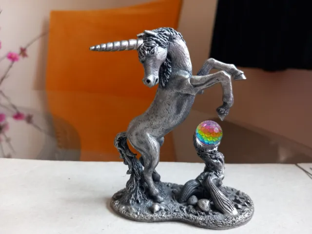 Myth & Magic The Unicorn Of Light Pewter Crystal Figurine Collectible Ornament