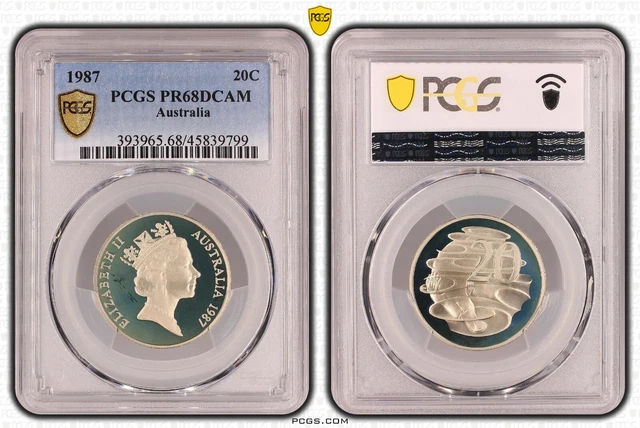 1987 Proof Twenty Cent 20c Australia PCGS PR68DCAM FDC UNC #3785