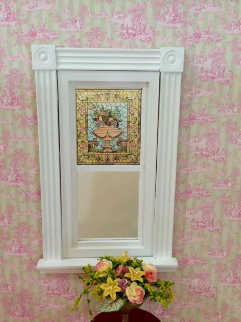 Vase of Fruit Dollhouse Miniature Victorian Style Stained Glass Window film