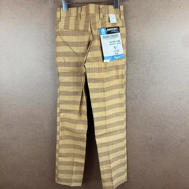 VTG 60s NWT Deadstock Penneys Ranchcraft Boys Plaid Western Trousers Sz 12 24x25