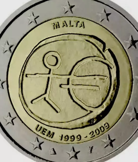 Malta 🇲🇹 Coin 2€ Euro 2009 Commemorative EMU monetary Union New UNC From Roll