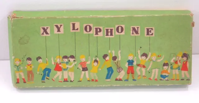 Vintage Mini Toy Xylophone in Box with 2 Mallets Works East Germany
