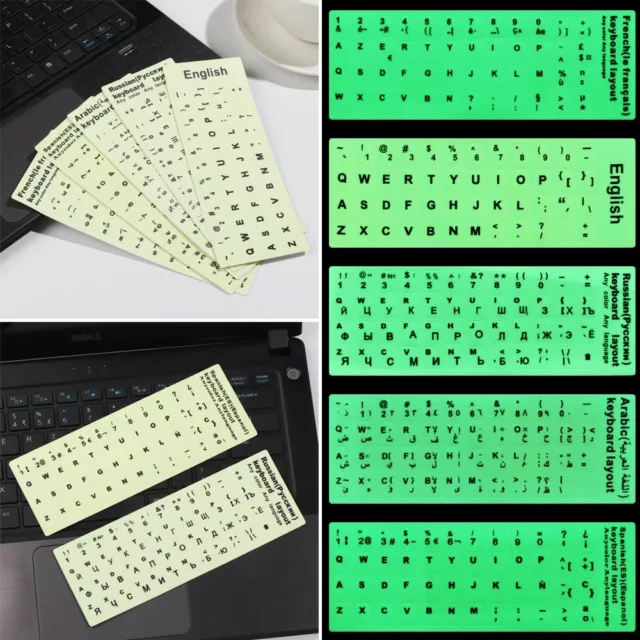 Deutsch Spanish Keyboard Stickers Alphabet Layout Protective Film Luminous