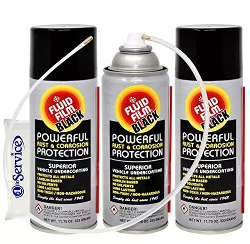 12 Oz Undercoating Protection Aerosol Spray Can Black 3 Pack Rust Inhibitor a...