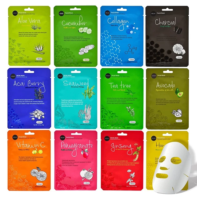 Celavi Essence Face Mask Paper Sheet Korea Skin Care Moisturizing 12 Pack...