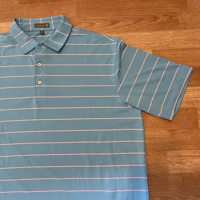 PETER MILLAR SUMMER Comfort Polo Striped Performance Golf Shirt Stretch ...