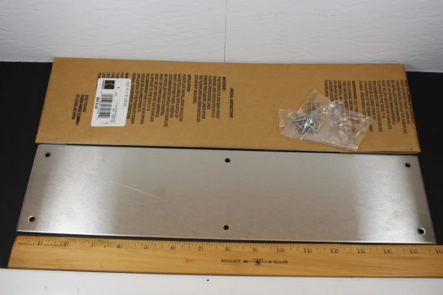 Commercial Door 4" X 16" Stainless Steel Square Corner Push Plate NOS