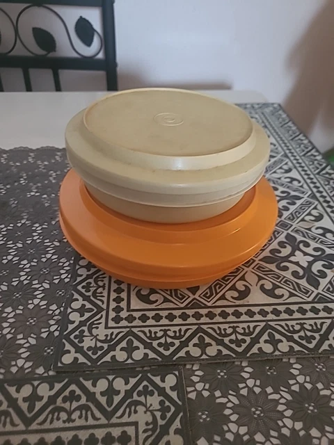 2 Mugs Tupperware Vintage Avec Couvercle - Vert & Orange - NEUFS
