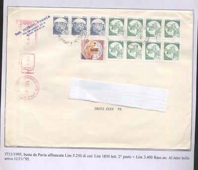 CIB_005 STORIA POSTALE CASTELLI IN BOBINA ASSICURATA 1995 