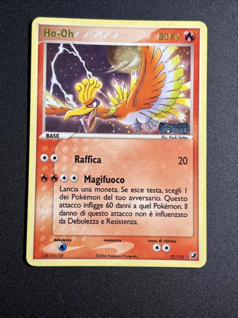 Pokemon Rare Holo Foil Stamp Stamped Ho-Oh Ex Forces Secret 27/115 Ita